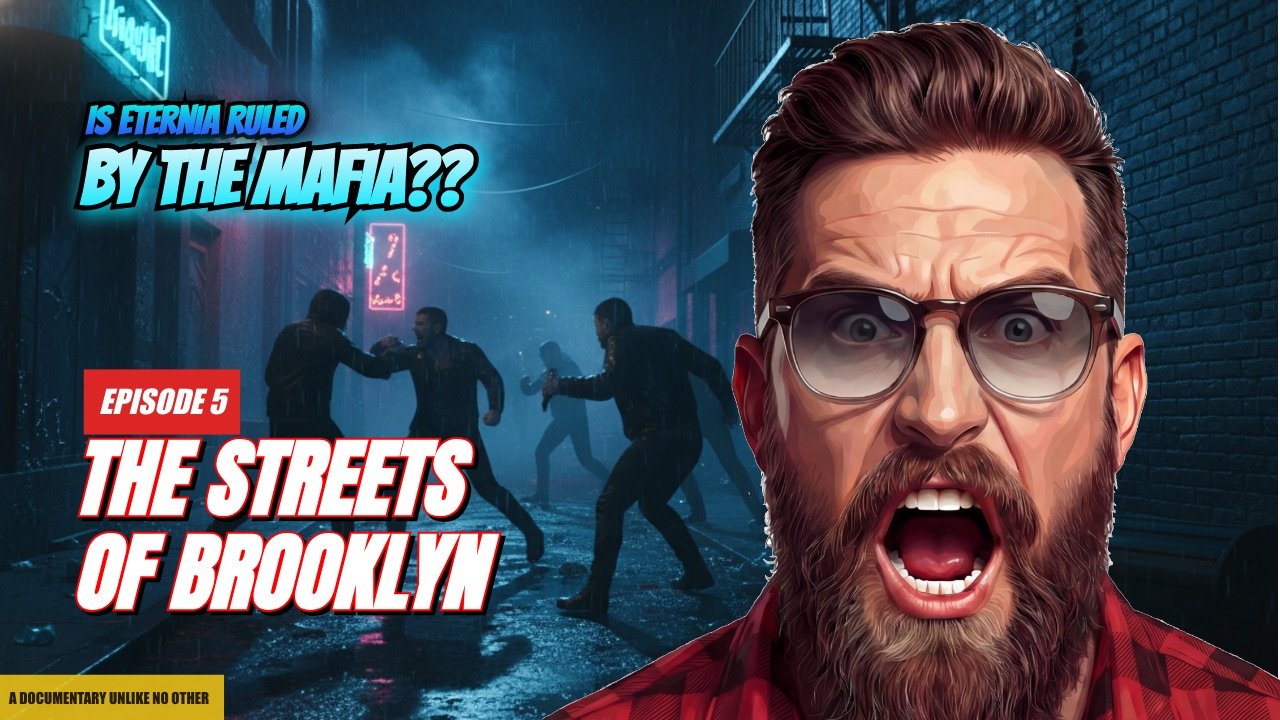 AI-generated Mafia Wars style YouTube thumbnail with dramatic lighting and character cutout